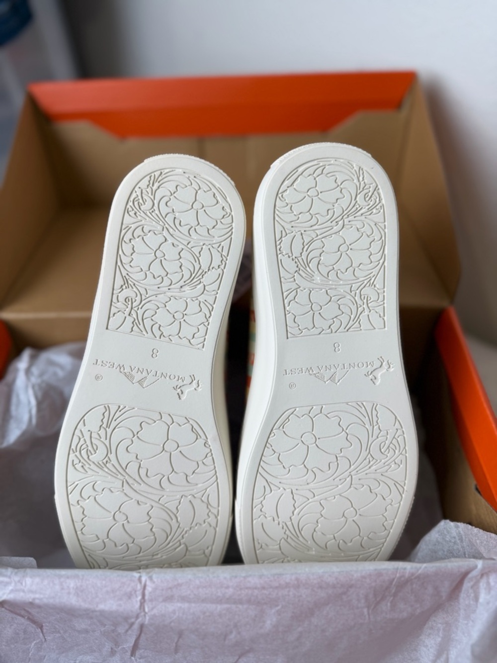 Montana West Orange & Multicolor Aztec Slip-On Sneakers-NIB - Picture 7 of 10